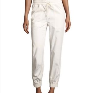 Theory Cream Utility Jogger Pants Size 8 Drawstring Elastic Hem